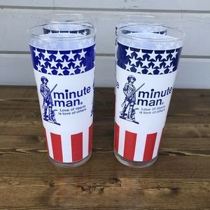 Vintage Minute Man Drinking Glasses Liberty Flag